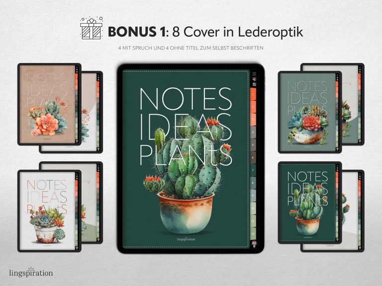 Digitales Notizbuch «Sukkulenten» mit Bonus 1: 8 Sukkulenten-Cover